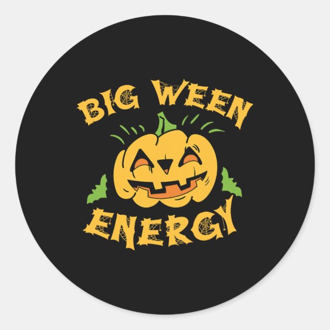 Pegatina Redonda Halloween Big Ween Costume Calabaza Lover Octubre  (Anverso)