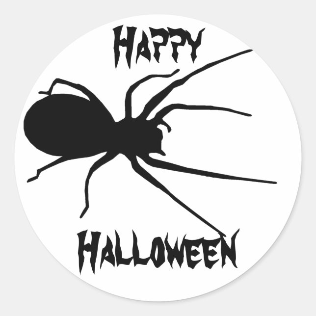 Pegatina Redonda Halloween Black Creepy Spider Pegatinas (Anverso)