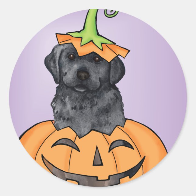 Pegatina Redonda Halloween Black Lab (Anverso)