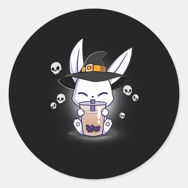 Pegatina Redonda Halloween Bo Bunny Kawaii Anime Bruny Bo (Anverso)