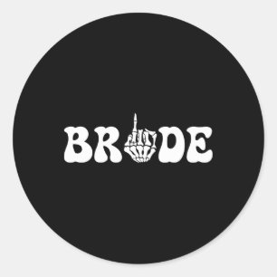 Pegatina Redonda Halloween Boda Bride Groom Skeleton Couple Matc
