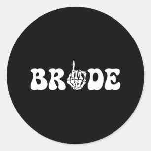 Pegatina Redonda Halloween Boda Bride Groom Skeleton Couple Matc