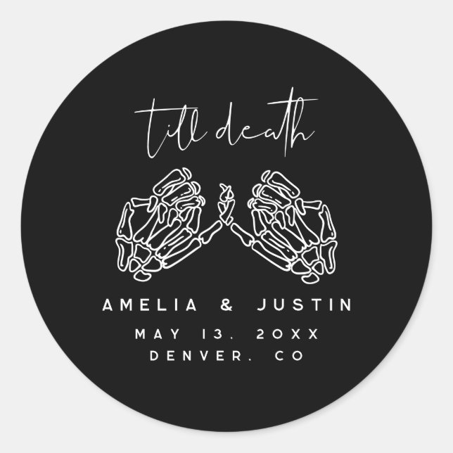 Pegatina Redonda Halloween Boda gótica favorece a los Pegatinas (Anverso)