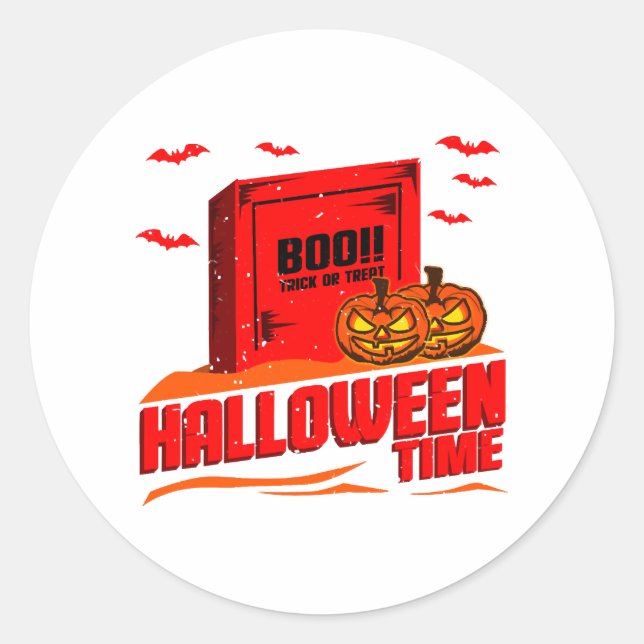 Pegatina Redonda Halloween Boo (Anverso)
