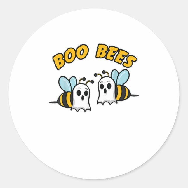 Pegatina Redonda Halloween Boo Bees Honey Bee Ghost Funny Bee (Anverso)
