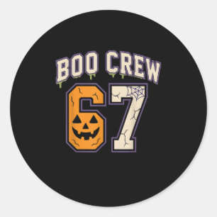 Pegatina Redonda Halloween Boo Crew Sports Jersey Brainrot Meme