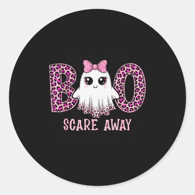 Pegatina Redonda Halloween Boo E Away Breast Cancer Awareness Cute  (Anverso)