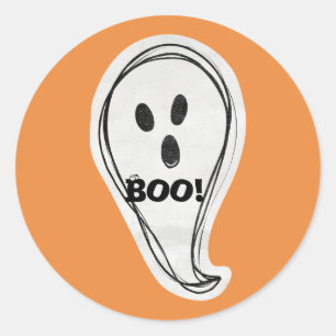 Pegatina Redonda Halloween Boo Ghost