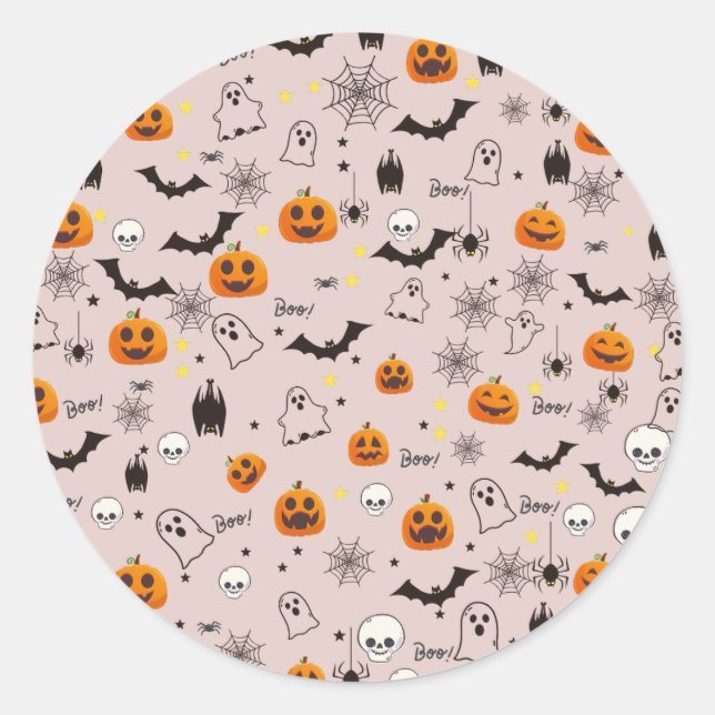 Pegatina Redonda Halloween Boo Ghost Cute (Anverso)