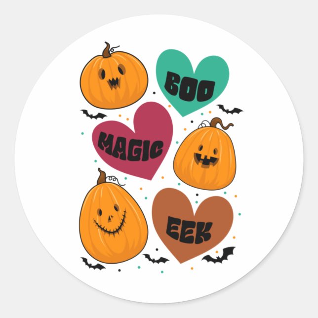 Pegatina Redonda Halloween Boo Magic Eek Birday (Anverso)