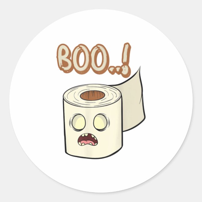 Pegatina Redonda Halloween Boo Paper Tower Ghost Hunting Floa (Anverso)