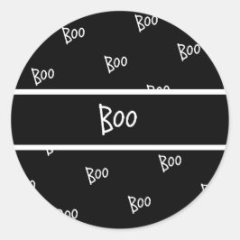Pegatina Redonda Halloween boo typography black and white