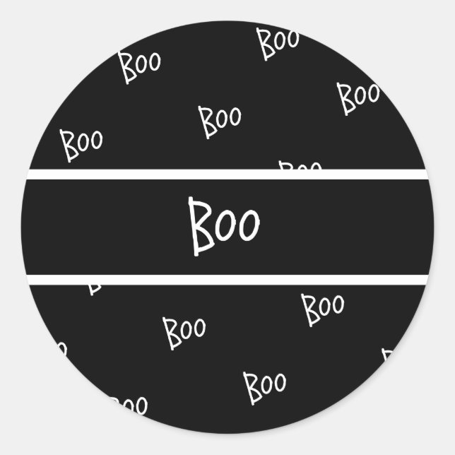 Pegatina Redonda Halloween boo typography black and white