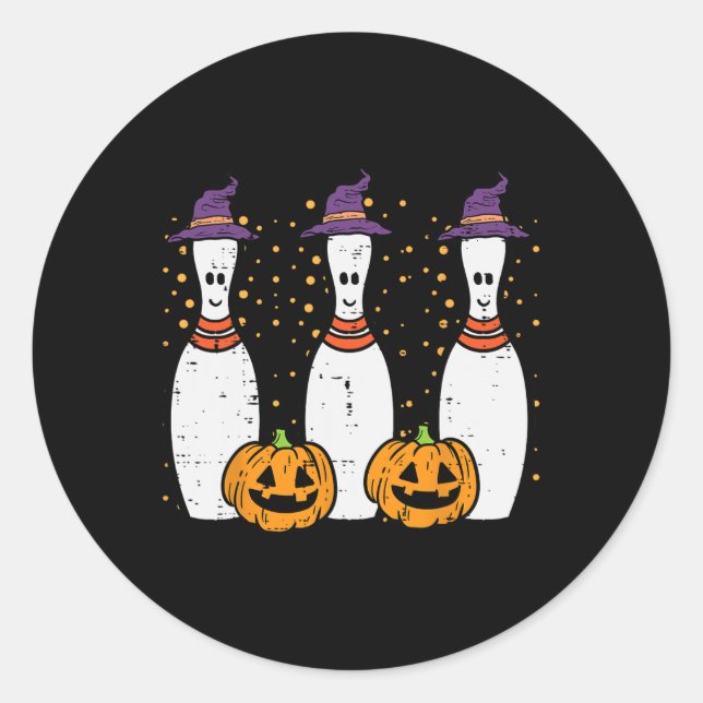 Pegatina Redonda Halloween Bowling Disstume Bowler Hombres Mujeres  (Anverso)