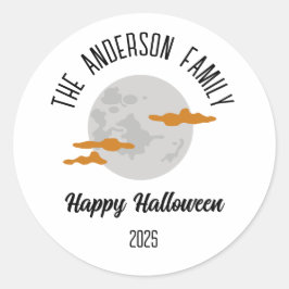 Pegatina Redonda Halloween Brillante Luna Completa Nombre Personali