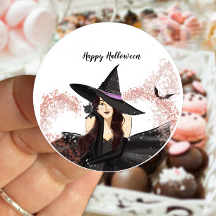 Pegatina Redonda halloween, bruja