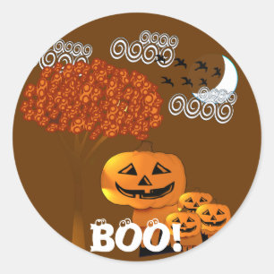 PEGATINA REDONDA HALLOWEEN CABEZAS DE PUMPKIN