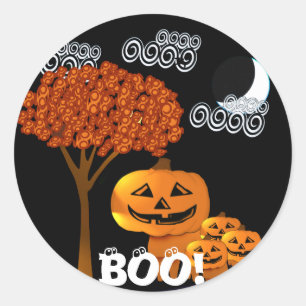PEGATINA REDONDA HALLOWEEN CABEZAS DE PUMPKIN