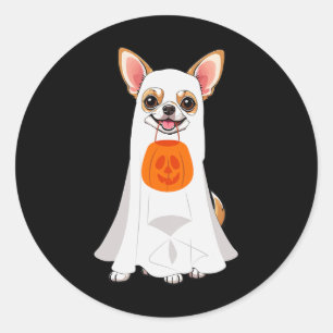 Pegatina Redonda Halloween Cae Perro de la Caída de la Calabaza Fan