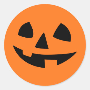 Pegatina Redonda Halloween calabaza aislada sonrisa divertida