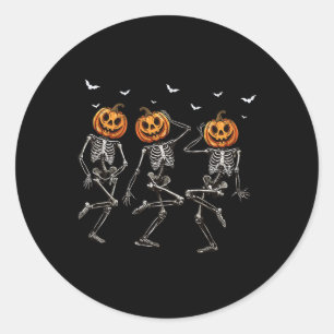 Pegatina Redonda Halloween Calabaza Dancing Skeleton Costume mujere