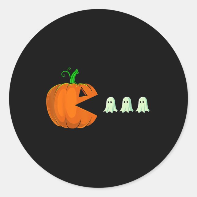Pegatina Redonda Halloween Calabaza Diversión Fun Fantasma Niños Ni (Anverso)