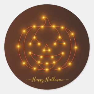 Pegatina Redonda Halloween Calabaza Iluminación de hilo