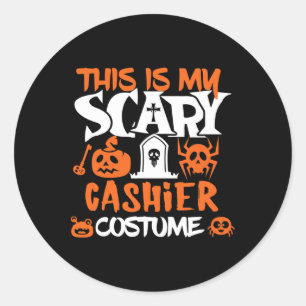 Pegatina Redonda Halloween Camisas de Cashier Disfraces Funny Hombr