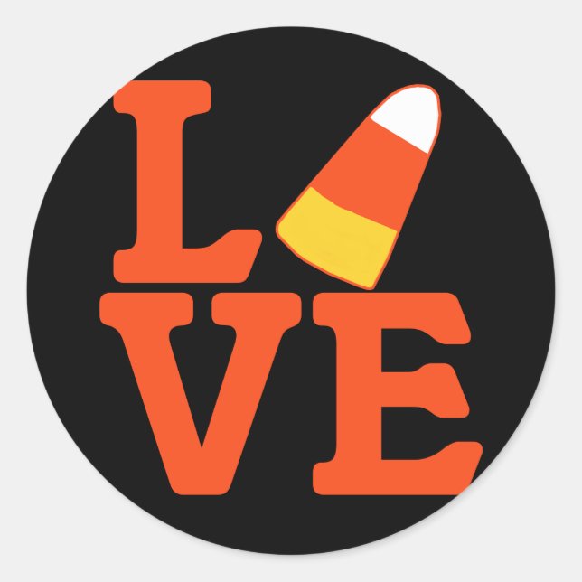 Pegatina Redonda Halloween Candy Corn LOVE (Anverso)