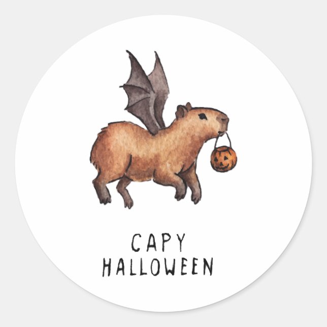 Pegatina Redonda Halloween Capybara (Anverso)