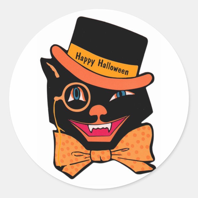 Pegatina Redonda Halloween cat (Anverso)