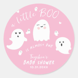 Pegatina Redonda Halloween Chica rosa de Ghost Boo