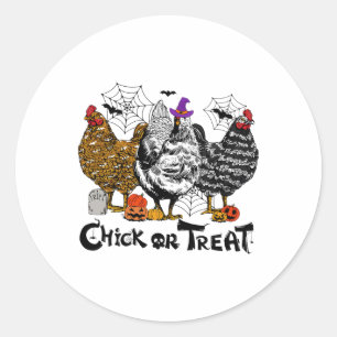 Pegatina Redonda Halloween Chick O Treoky Season Pum