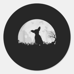 Pegatina Redonda Halloween Chihuahua Costume Gift Moon Funny