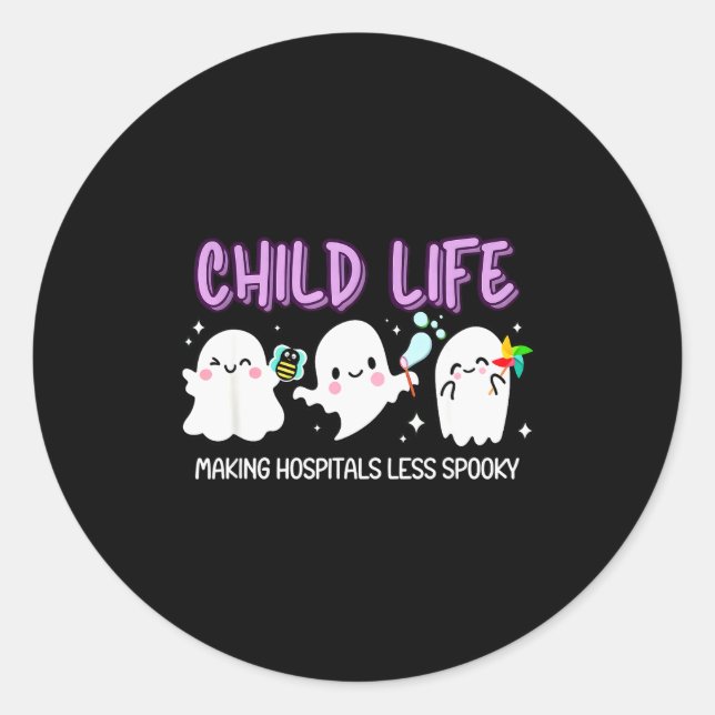 Pegatina Redonda Halloween Child Life Specialist, Fall Child Life S (Anverso)