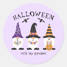 Pegatina Redonda Halloween con mi Naranja púrpura