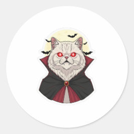 Pegatina Redonda Halloween con un gato persa