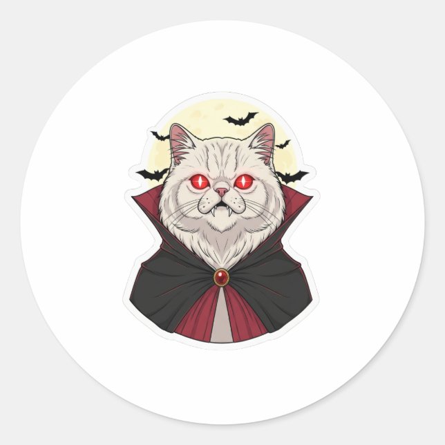 Pegatina Redonda Halloween con un gato persa (Anverso)