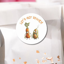 Pegatina Redonda Halloween con verduras zombis divertidas