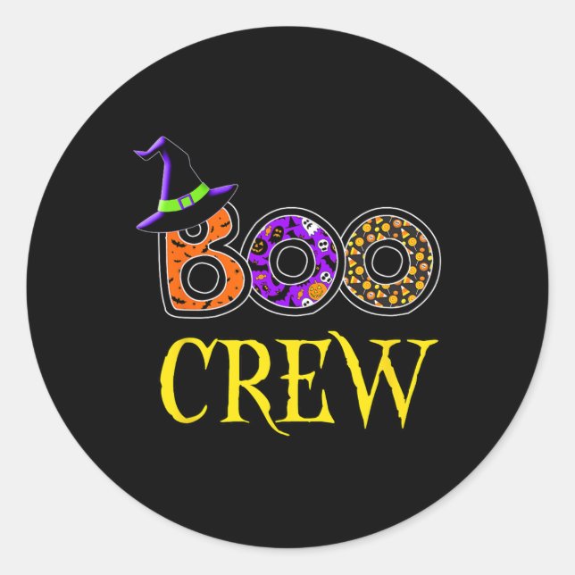 Pegatina Redonda Halloween Costume Boo Crew (Anverso)