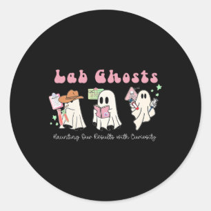 Pegatina Redonda Halloween Costume Ghost Teachatory Lab Tec