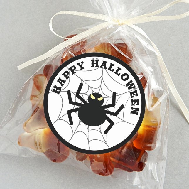 Pegatina Redonda Halloween Creepy Scary Black Itsy Bitsy Spider Web (Subido por el creador)