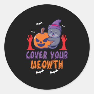 Pegatina Redonda Halloween cubre tu cumpleaños de Meoween
