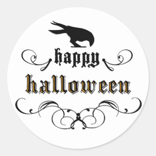 Pegatina Redonda Halloween - cuervo