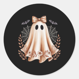 Pegatina Redonda Halloween Curte Lace Ghost Floral Spookly Women