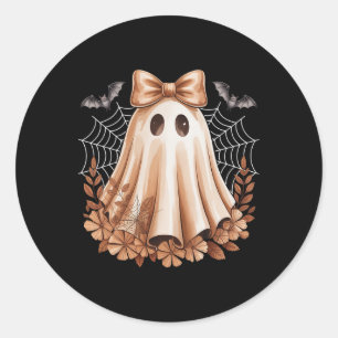 Pegatina Redonda Halloween Curte Lace Ghost Floral Spookly Women