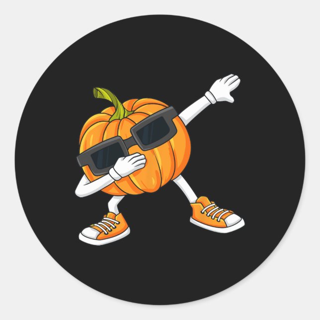 Pegatina Redonda Halloween Dabbing Pumpkin Día de Acción de Gracias (Anverso)