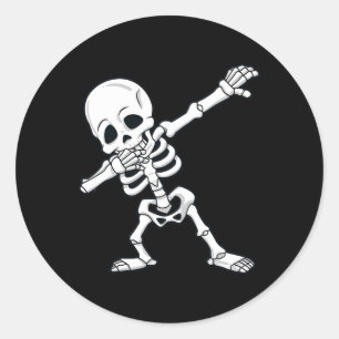 Pegatina Redonda Halloween Dabbing Skeleton Niños Chicas Dab