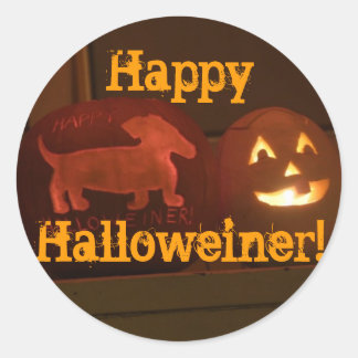 Pegatina Redonda Halloween dachshund jack-o-lantern