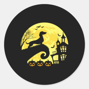 Pegatina Redonda Halloween Dachshund Weenie Wiener Moonshine Sausag